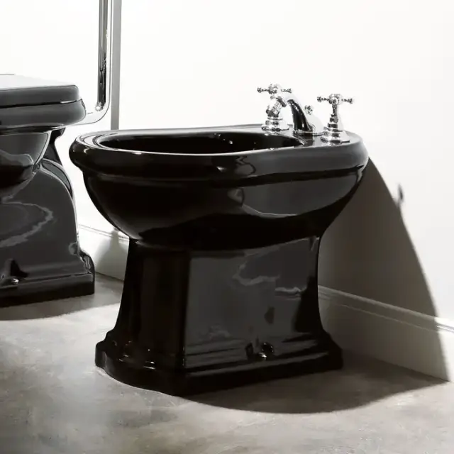 Kerasan Retro Биде напольное 60х38.5см, с 1 отв. под смеситель, цвет: черный глянец