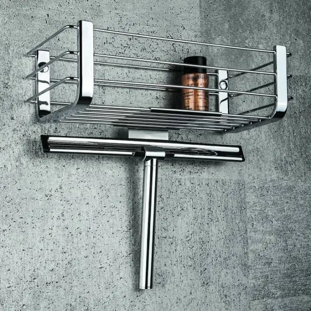 Colombo Complementi настенный держатель для приспособления для сгона воды с полочкой, цвет: сталь