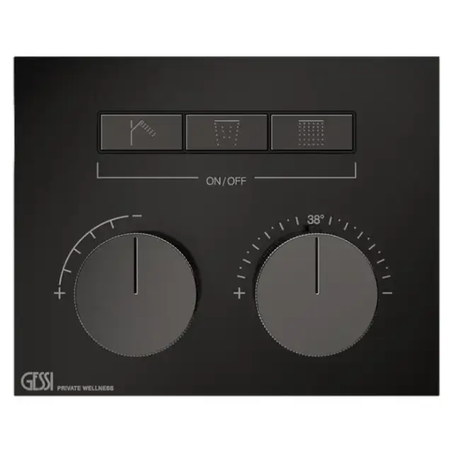 Gessi Hi-Fi Термостат для душа, с включением до 3 источников одновременно, внешняя часть, цвет: Black Metal PVD