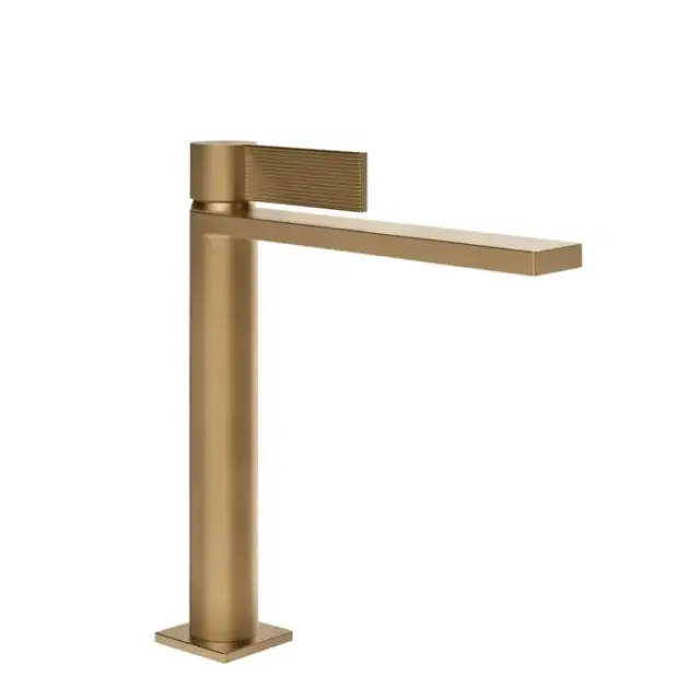 Gessi Inverso Rigato Смеситель для раковины, 1 отв., с донным клапаном &quot;Stop&Go&quot;, цвет: Warm Bronze Br PVD