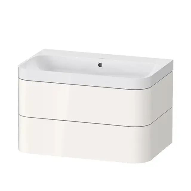 Duravit Happy D.2 Plus Тумба подвесная с раковиной 77.5х49х46.8см., без отв., 2 ящика, выпуск и сифон в комплекте, цвет: белый глянцевый