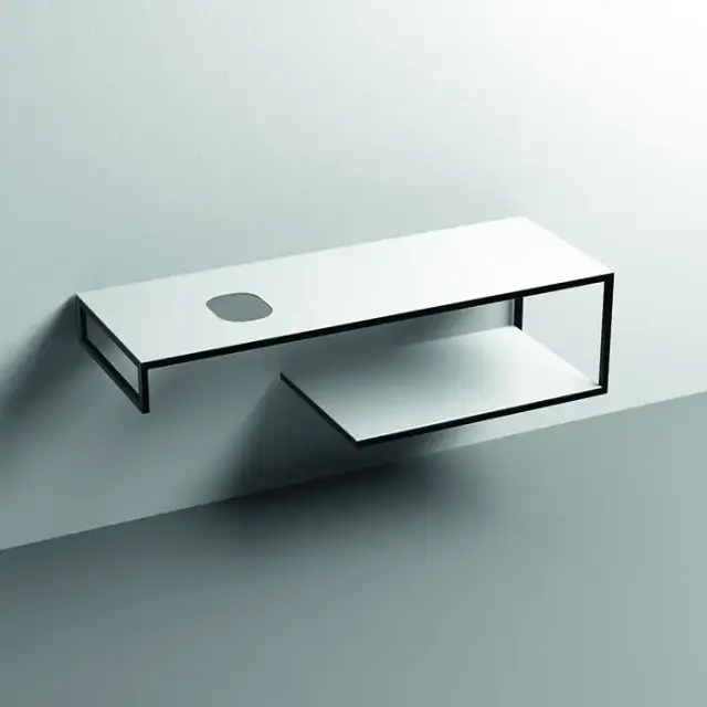 Kerasan Louise Металлическая структура для раковины 140см, подвесная, с полкой, с 1 отв., с полотенцедержателем, цвет: белый матовый