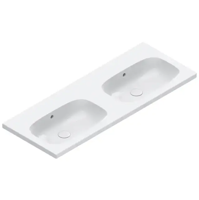 Catalano Alvea Раковина двойная 120х46см., подвесная или на мебель, без отв., цвет: белый глянцевый