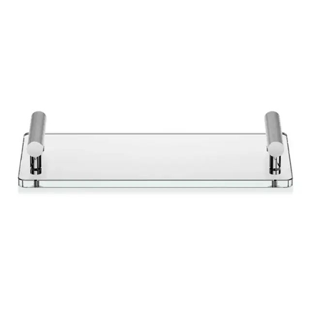 Decor Walther Club Tab Поднос с ручками, стеклянный, настольный, цвет: хром / прозрачное стекло