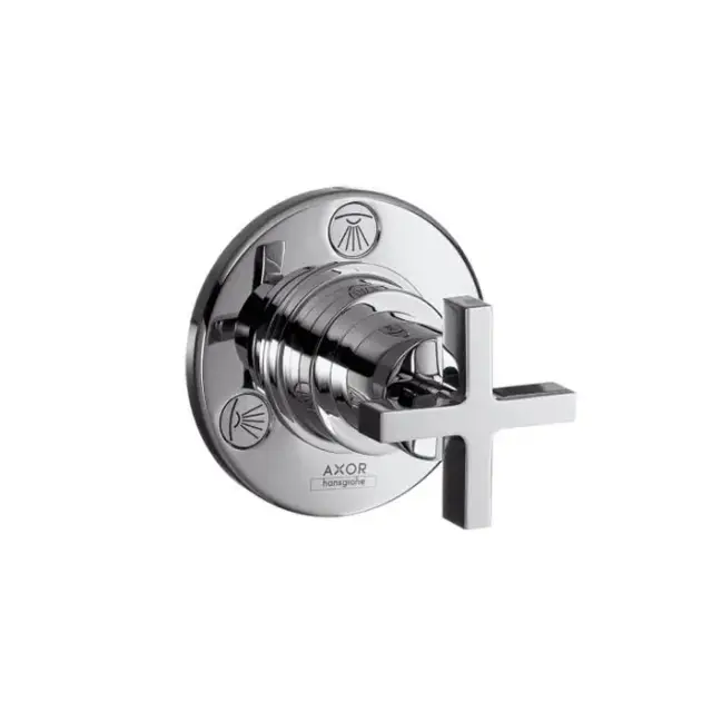 Axor Citterio Запорный/переключающий вентиль Trio/Quattro, внутристенный монтаж, с крестовой рукояткой, цвет: хром