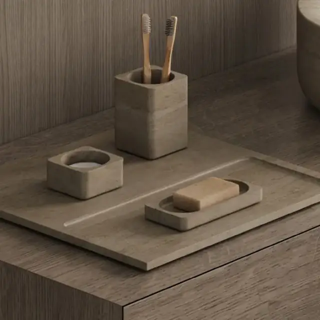 Dea Design Marble Мыльница настольная, 16х8хh2cм., из мрамора, цвет: Travertine