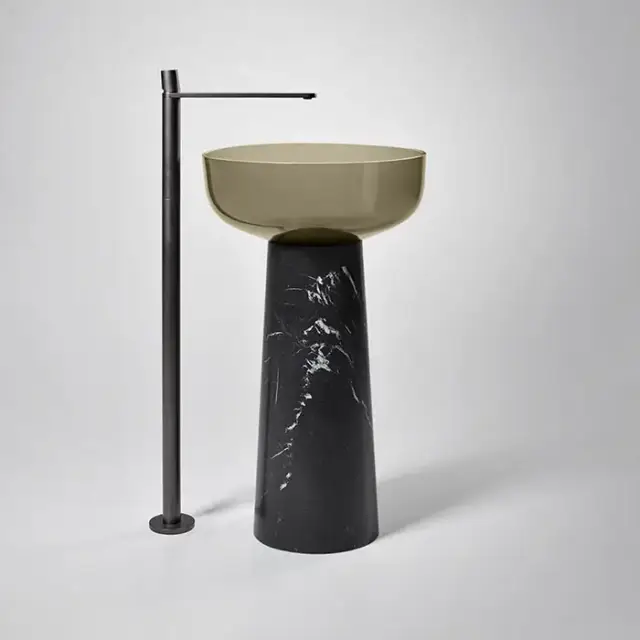 Antonio Lupi Albume Раковина 48х65 см, без отв., на пьедестале, Cristalmood, цвет: Nebbia/Nero Marquinia