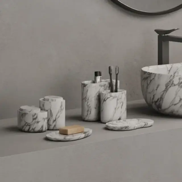 Dea Design Marble Стакан настольный, 11х9хh12см., из мрамора, цвет: Statuario White