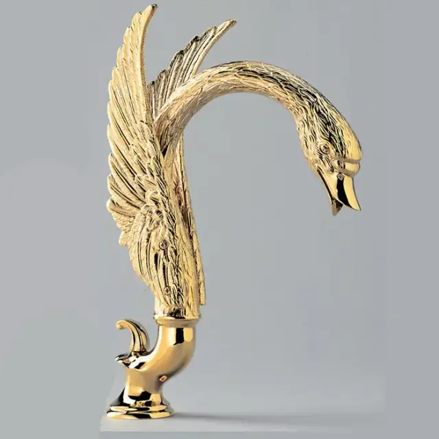 THG Cygne Излив для ванны с переключателем, цвет: полированное золото