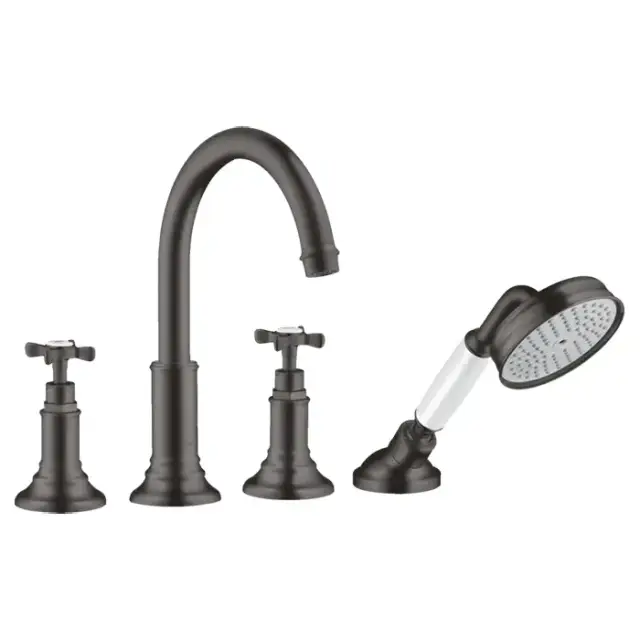 Axor Montreux Смеситель на борт ванны, на 4 отв., с ручным душем, цвет: шлифованный черный хром