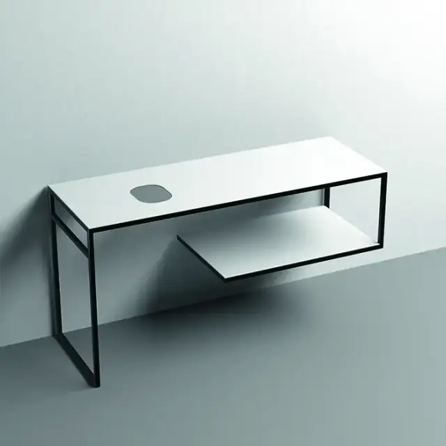 Kerasan Louise Металлическая структура для раковины 140х74см, напольная, с полкой, с 1 отв., с полотенцедержателем, цвет: белый матовый