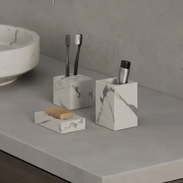 Dea Design Marble Мыльница настольная, 8х3хh13см., из мрамора, цвет: Statuario White