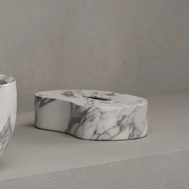 Dea Design Marble Контейнер для салфеток, 29.8х19.4хh7.5см., настольный, из мрамора, цвет: Statuario White