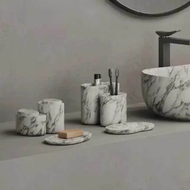 Dea Design Marble Стакан настольный, 15х10хh15см., из мрамора, цвет: Statuario White
