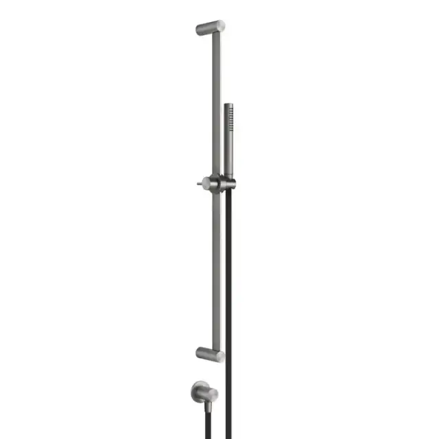 Gessi Shower316 Штанга в комплекте с душевой лейкой с легкой очисткой, шланг 1,50 м, вывод воды из стены, цвет: шлифованная сталь