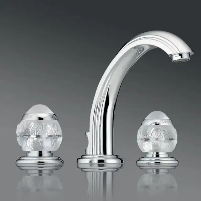 THG Panthere Cristal clair Смеситель для раковины, 3 отв., цвет: хром/прозрачный хрусталь