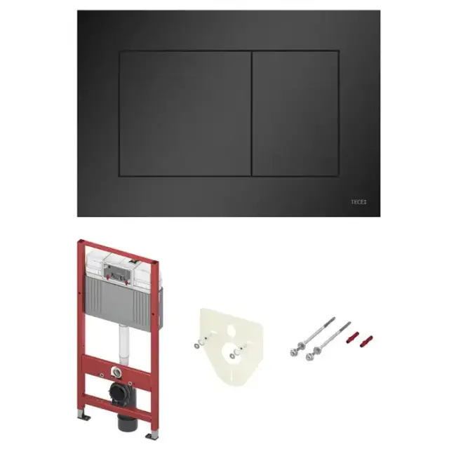 TECE Комплект TECEbase 3.0 c кронштейнами, звукоизоляцией, панелью смыва TECEnow, цвет: черный матовый