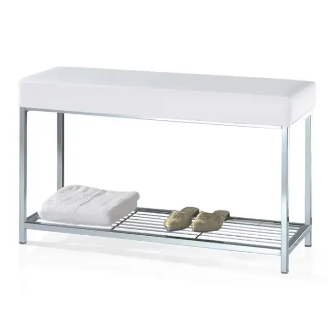 Decor Walther DW 67 Скамья с полочкой 90x30x52см, напольная, цвет: хром / белый