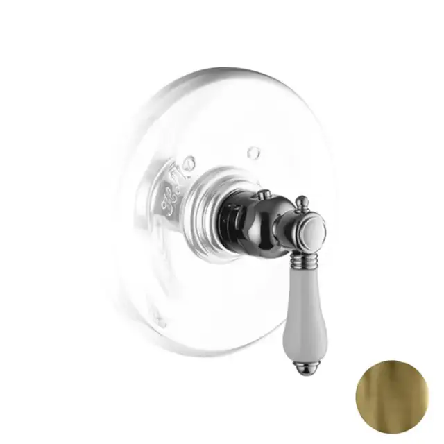 Nicolazzi Petit M. Blanc Смеситель для душа, термостатический, внешняя часть, 3/4&quot; Без запорного вентиля, с ручкой белая, цвет: бронза
