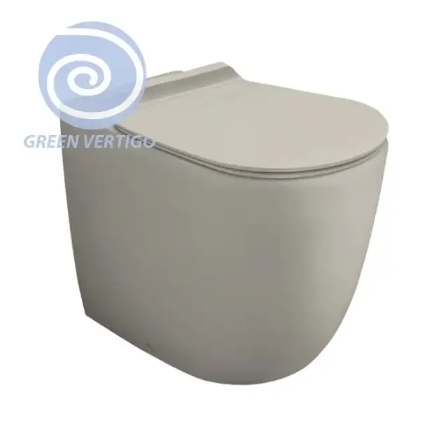 Simas Vignoni Унитаз напольный 56х36,5см., безободковый, слив универсальный, смыв TORNADO (green vertigo), цвет: sabbia matt