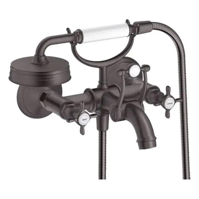 Axor Montreux Смеситель для ванны, настенный, с ручным душем, цвет: шлифованный черный хром