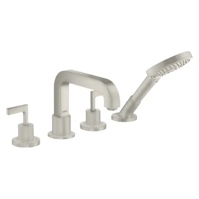 Axor Citterio Смеситель на борт ванны, на 4 отв., с ручкой: рычаг, с ручным душем, цвет: сталь