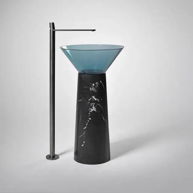 Antonio Lupi Albume Раковина 48х65 см, без отв., на пьедестале, Cristalmood, цвет: Petrolio/Nero Marquinia