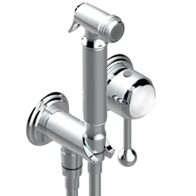 THG Naiade Гигиенический душ в комплекте с встраиваемым однорычажным смесителем, шланг 125cм., держатель с подводом воды, внешняя часть, цвет: хром