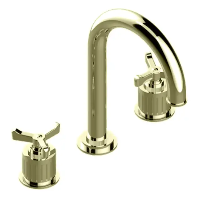 THG Hamptons Смеситель для раковины, на 3 отв, в комплекте с донным клапаном, цвет: Polished nickel