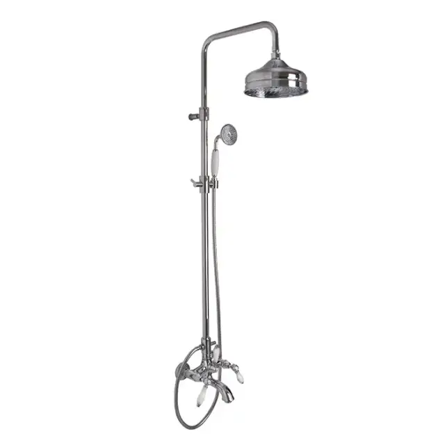Carlo Frattini Herend, Смеситель с душевой стойкой, верхним душем и душевым комплектом, цвет: Хром