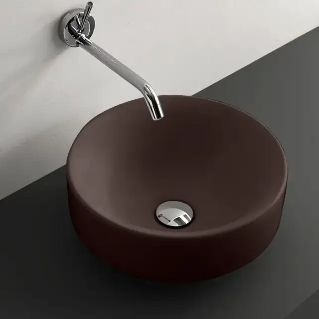 Kerasan Cento Раковина 35 см, без отв., круглая, без перелива, накладная/встраиваемая, цвет: Borgogna matt