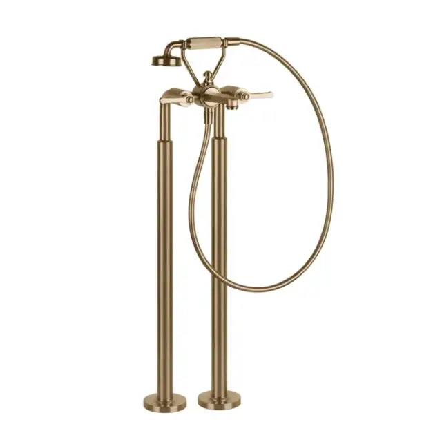 Gessi Venti20 Смеситель для ванны, напольный, с ручным душем и шлангом 150см., цвет: Warm Bronze Br. PVD