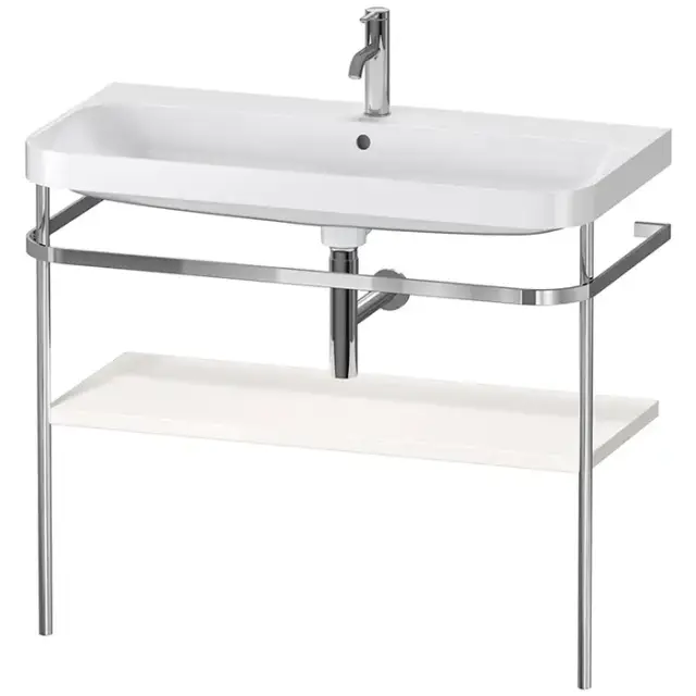 Duravit Happy D.2 Plus Консоль напольная с умывальником 97.5х49х85см, с 1 отв под смесит, 1 ящик, 1 полотенцедержатель, выпуск и сифон в комплекте, цвет: белый глянцевый/хром