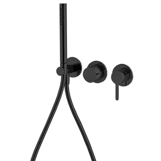 Fima Carlo Frattini Snap Смеситель для душа, встраиваемый, с ручным душем, 2 источника, цвет: черный матовый