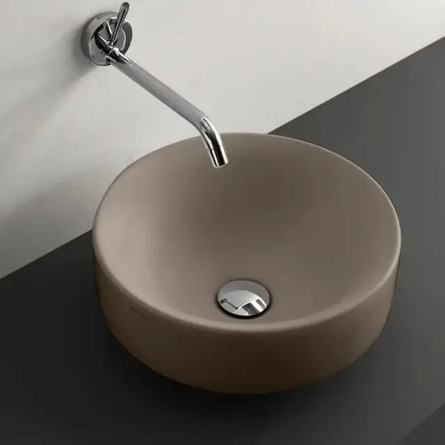 Kerasan Cento Раковина 35 см, без отв., круглая, без перелива, накладная/встраиваемая, цвет: Nocciola