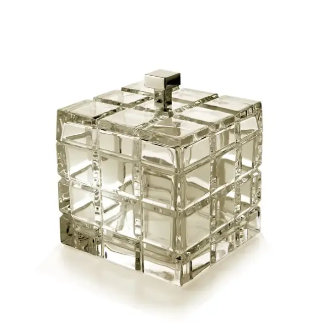 3SC Palace Контейнер с крышкой настольный 11,5хh13,5х11 см, цвет: желтый хрусталь/золото