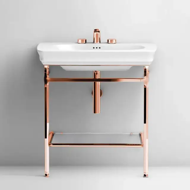 Artceram Civitas Металическая структура Quadra 55х44хh80,5см, полка стекло, напольная, цвет: розовое золото