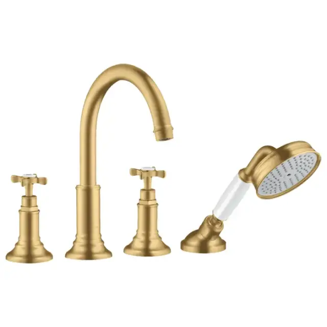 Axor Montreux Смеситель на борт ванны, на 4 отв., с ручным душем, цвет: шлифованное золото