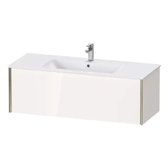 Duravit XViu Тумба подвесная 121x48x40см, с раковиной, 1 ящик, цвет: белый глянцевый/champagne matt