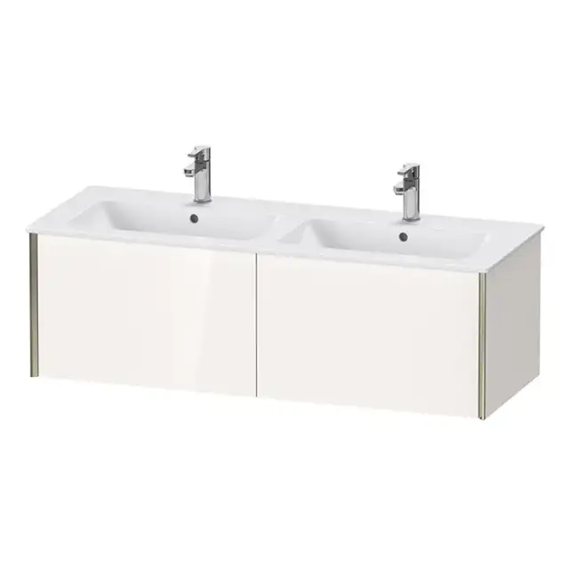 Duravit XViu Тумба подвесная 128x48x40см, с двойной раковиной, 2 ящика, цвет: белый глянцевый/champagne matt