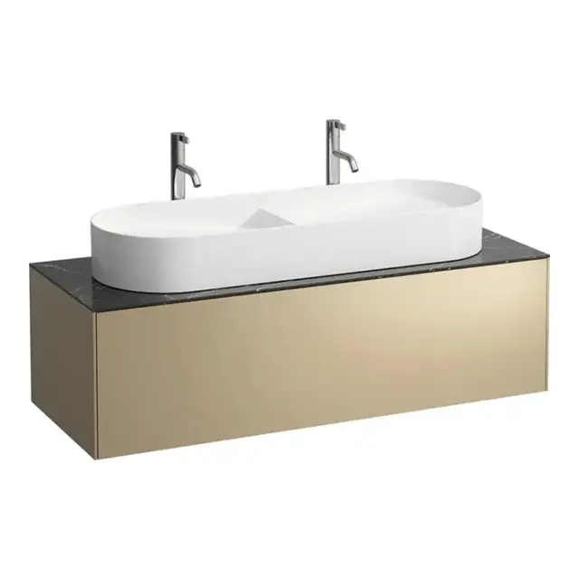 Laufen Sonar Тубма под раковину, 117.5х45.5х34см., 1 ящик, с отверстием в центре, совместим с раковинами-чашами 812348, 812349, цвет: золото/черный мрамор