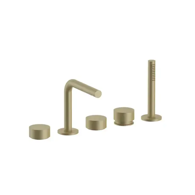 Fantini AF/21 Набортный смеситель для ванны, 5 отв., излив: 155мм, цвет: Matt British Gold PVD