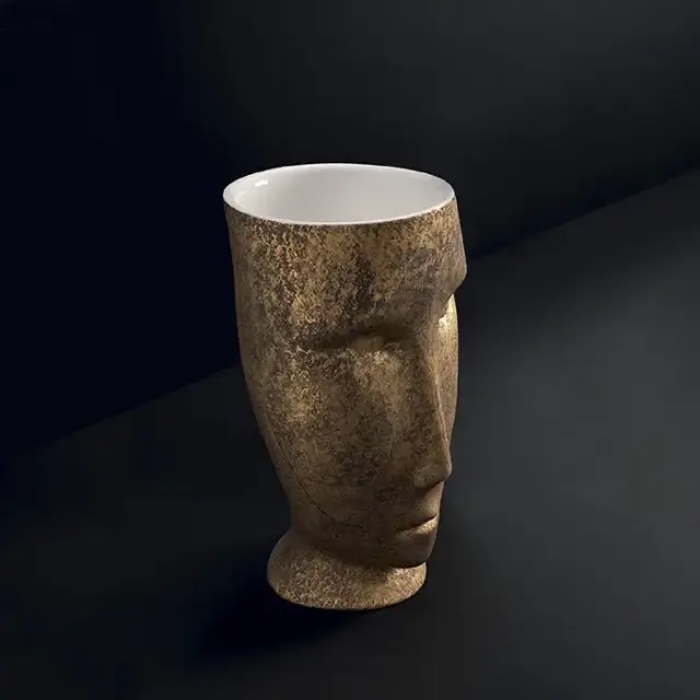 Kerasan Artwork Раковина 45х51х94.5 см, без отв., свободностоящая &quot;MOLOCO&quot;, слив в стену, цвет: белый/античное золото