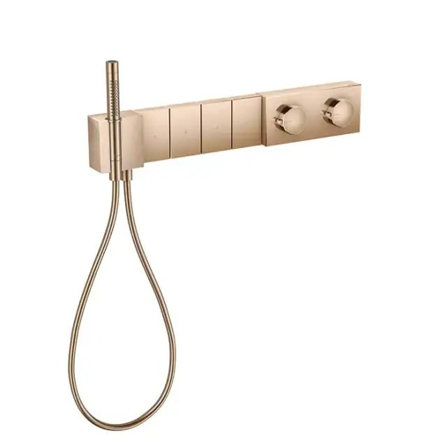 Axor Edge Смеситель для душа 610/100, встраиваемый, термостат, на 4 источника, с ручным душем, алмазная огранка, внешняя часть, цвет: красное золото