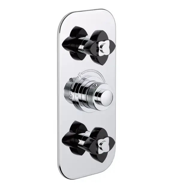THG Petale de Cristal noir Смеситель для душа, термостатический, 2 потока, цвет: хром/черный хрусталь