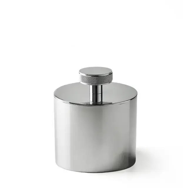 3SC Metal Tonda Баночка универсальная, D8хh9 см, с крышкой, настольная, цвет: хром