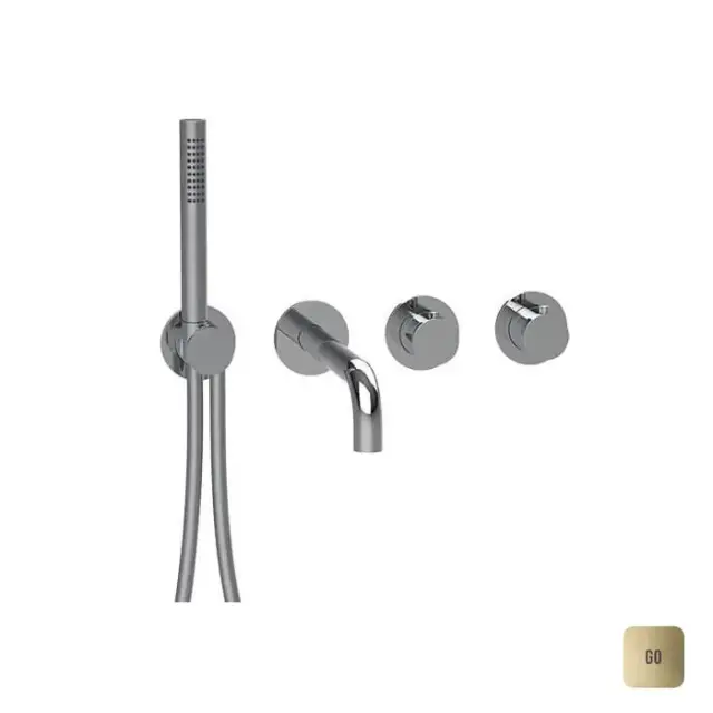 Almar Modular Смеситель для ванны, настенный, термостатический, цвет: Gold Polished PVD