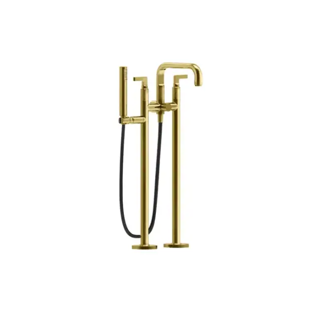 Gessi Inciso Смеситель для ванны, напольный, с ручным душем, цвет: золото