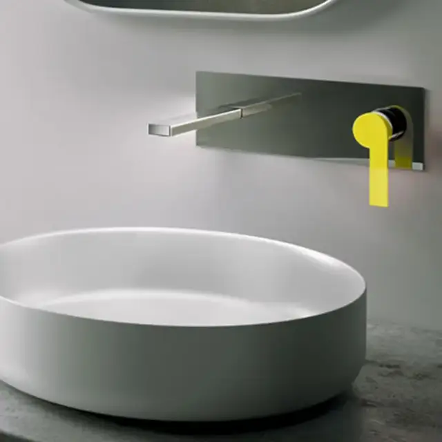 Gattoni Color Смеситель встроенный для раковины на коробке горизонтальный, цвет: хром/Giallo