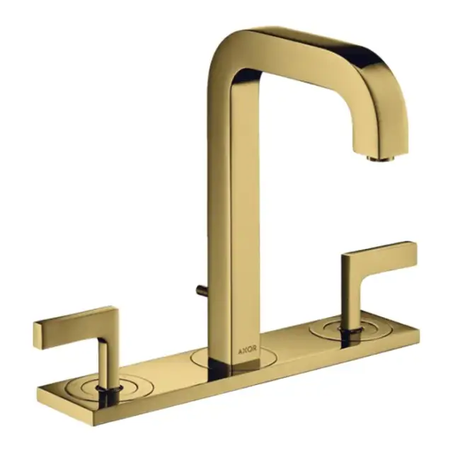 Axor Citterio Смеситель для раковины 170, на 3 отв., ручка: рычаг, с панелью, с донным клапаном, цвет: полированное золото